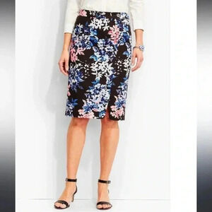 Talbots | Pink and Blue Floral Pencil Skirt | Size 2